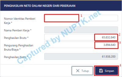 Pengisian Data Penghasilan